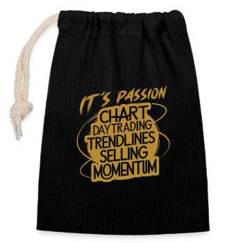 Trading ma passion cool trading design - Sac cadeau en coton avec cordon (14 x 20 cm) - noir - Devant