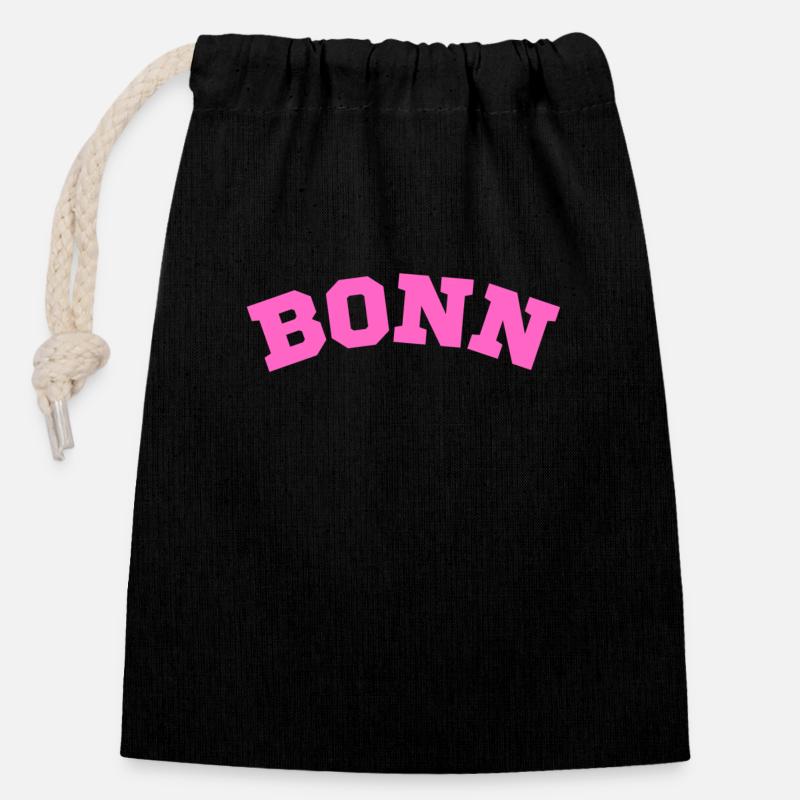 Bonn - Sac cadeau en coton avec cordon (14 x 20 cm) - noir
