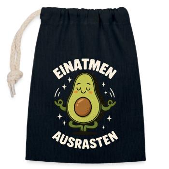 Einatmen Ausrasten Avocado Meditation Yoga Spruch - Verschließbarer Geschenkbeutel aus Baumwolle (14x20cm) - Navy - Vorne
