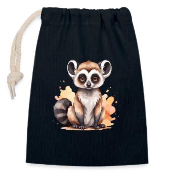 Lémurien Cool Cool Madagascar - Sac cadeau en coton avec cordon (14 x 20 cm) - bleu marine - Devant