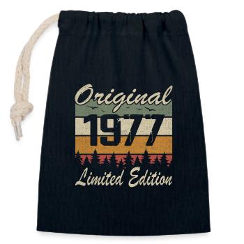 Vintage-Geburtstag Original-Geschenkidee 1977 - Verschließbarer Geschenkbeutel aus Baumwolle (14x20cm) - Navy - Vorne