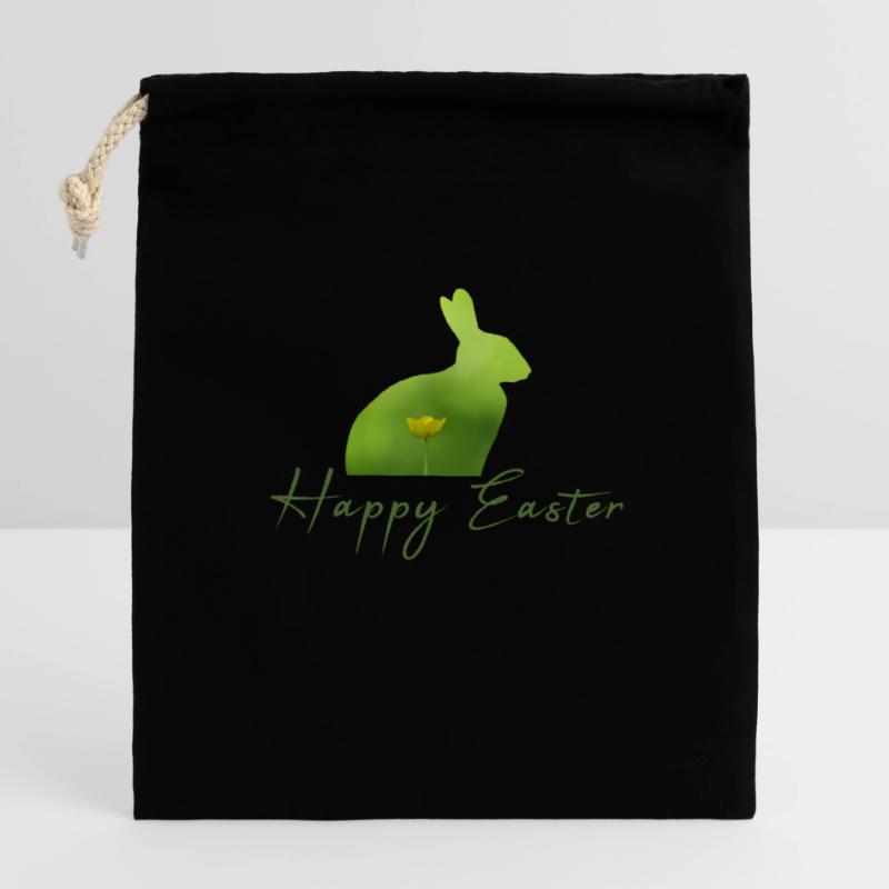 Happy Easter rabbit Closable cotton gift bag (14x20cm)