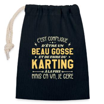 Beaugosse et faire du Karting - Sac cadeau en coton avec cordon (14 x 20 cm) - bleu marine - Devant