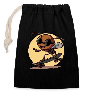 Ska Ant avec lunettes de soleil - Sac cadeau en coton avec cordon (14 x 20 cm) - noir - Devant