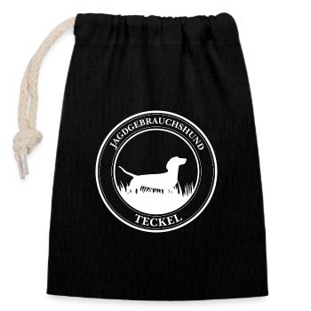 Teckel Jagdgebrauchshund Jagdhunde Hunde Wilsigns - Verschließbarer Geschenkbeutel aus Baumwolle (14x20cm) - Schwarz - Vorne