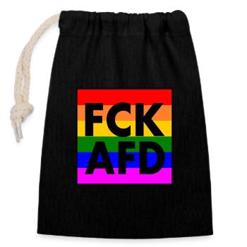 Fck afd - Sac cadeau en coton avec cordon (14 x 20 cm) - noir - Devant