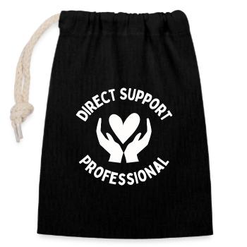 Direct Support Professional - Closable cotton gift bag (14x20cm) - black - Front