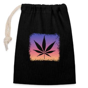Weed, Kiffen, Kiffer, Stoner - Verschließbarer Geschenkbeutel aus Baumwolle (14x20cm) - Schwarz - Vorne
