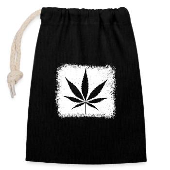 Kiffen Weed Ganja - Verschließbarer Geschenkbeutel aus Baumwolle (14x20cm) - Schwarz - Vorne