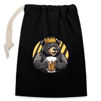 Bière Bär - Sac cadeau en coton avec cordon (14 x 20 cm) - noir - Devant