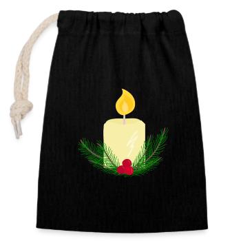 Bougie brûlante du Nouvel An - Sac cadeau en coton avec cordon (14 x 20 cm) - noir - Devant