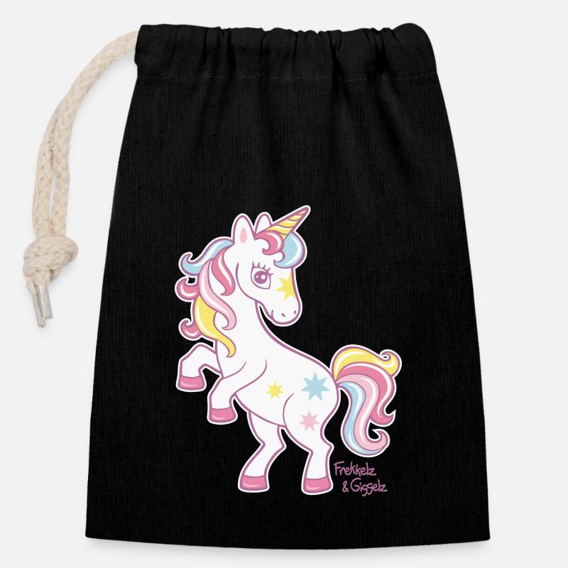 Kleines Einhorn - Verschließbarer Geschenkbeutel aus Baumwolle (14x20cm) - Schwarz