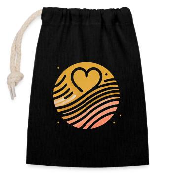 Goodbye Heart Soft Illustration - Closable cotton gift bag (14x20cm) - black - Front