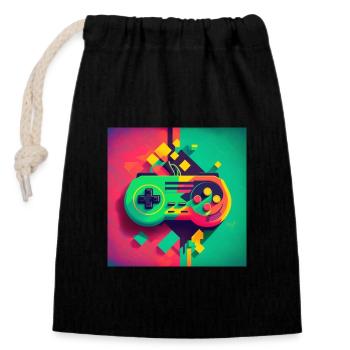 Retro Console - Closable cotton gift bag (14x20cm) - black - Front