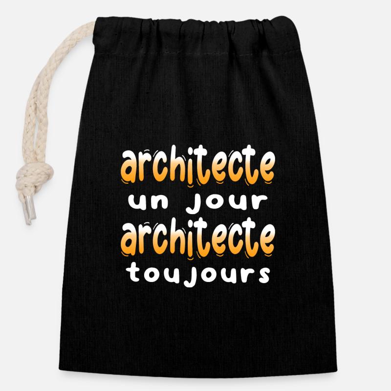 ARCHITECTE JOUR ARCHITECTURE HUMOUR CITATION DRÖLE - Sac cadeau en coton avec cordon (14 x 20 cm) - noir