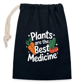Vegetarisch Vegan Veggie Vegetarier - Verschließbarer Geschenkbeutel aus Baumwolle (14x20cm) - Navy - Vorne