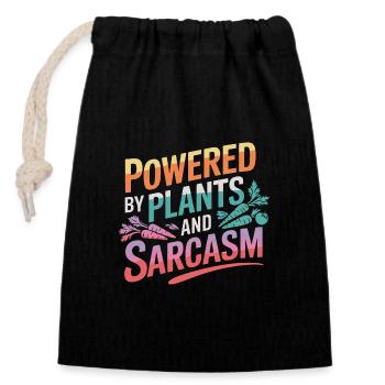 Vegetarian Vegan Veggie Vegetarian - Closable cotton gift bag (14x20cm) - black - Front
