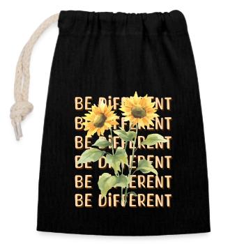 BE DIFFERENT Sunflower Self Love Positivity - Closable cotton gift bag (14x20cm) - black - Front