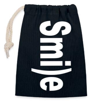 Smile :) - Verschließbarer Geschenkbeutel aus Baumwolle (14x20cm) - Navy - Vorne