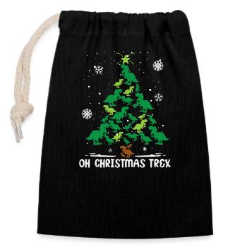 Dinosaure arbre de Noël T-Rex Noël - Sac cadeau en coton avec cordon (14 x 20 cm) - noir - Devant
