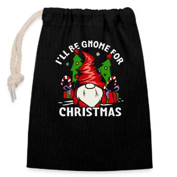 Gnome nain Père Noël jour de Noël - Sac cadeau en coton avec cordon (14 x 20 cm) - noir - Devant