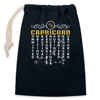 Horoscope du signe de naissance de l’astrologie du Capricorne - Sac cadeau en coton avec cordon (14 x 20 cm) - bleu marine - Devant
