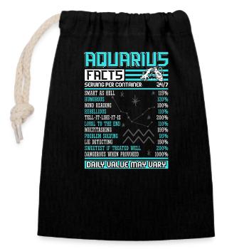 Horoscope du signe de naissance de l’astrologie du Verseau - Sac cadeau en coton avec cordon (14 x 20 cm) - noir - Devant