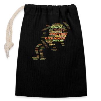 Horoscope du signe de naissance de l’astrologie du Verseau - Sac cadeau en coton avec cordon (14 x 20 cm) - noir - Devant