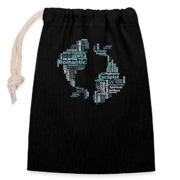 Poissons, Astrologie, Constellation, Horoscope, Zodiaque - Sac cadeau en coton avec cordon (14 x 20 cm) - noir - Devant