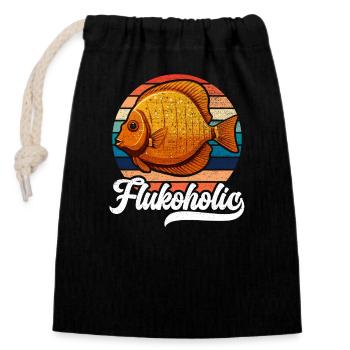 Flounder Fishing Fishing Catcher Summer Flounder - Closable cotton gift bag (14x20cm) - black - Front