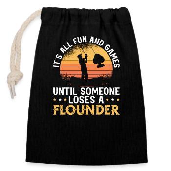 Flounder Fishing Fishing Catcher Summer Flounder - Closable cotton gift bag (14x20cm) - black - Front