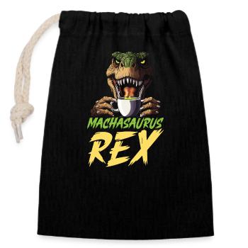 Amateur de thé Matcha Matcha dictons T-Rex Dino - Sac cadeau en coton avec cordon (14 x 20 cm) - noir - Devant
