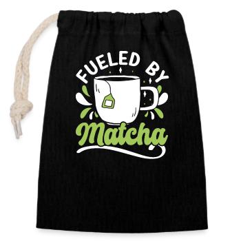 Matcha Tea Lover Matcha Sayings Tea Time - Closable cotton gift bag (14x20cm) - black - Front