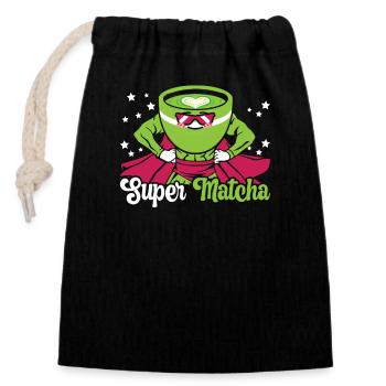 Matcha Tea Lover Matcha Sayings Tea Time - Closable cotton gift bag (14x20cm) - black - Front