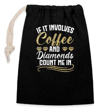 Diamants, Peintres au diamant, Amateurs, Artistes, Café - Sac cadeau en coton avec cordon (14 x 20 cm) - noir - Devant