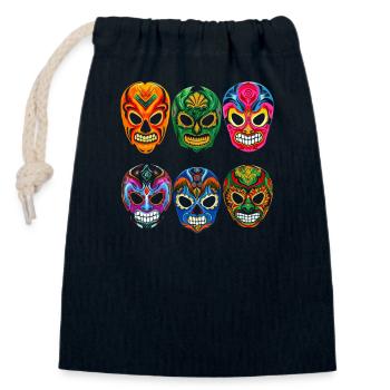 Lucha Libre Wrestler Lutte Mexicaine Luchador - Sac cadeau en coton avec cordon (14 x 20 cm) - bleu marine - Devant
