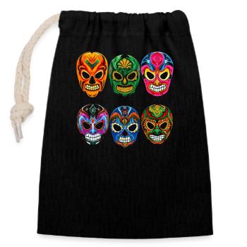 Lucha Libre Wrestler Mexican Wrestling Luchador - Verschließbarer Geschenkbeutel aus Baumwolle (14x20cm) - Schwarz - Vorne