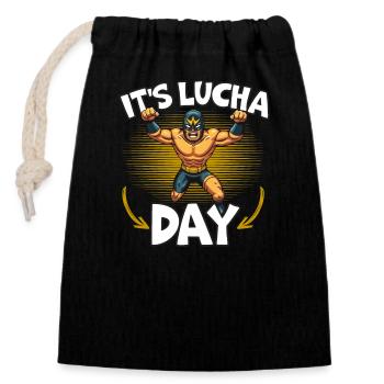 Lucha Libre Wrestler Mexican Wrestling Luchador - Verschließbarer Geschenkbeutel aus Baumwolle (14x20cm) - Schwarz - Vorne