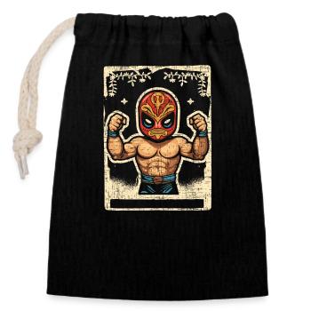 Lucha Libre Wrestler Mexican Wrestling Luchador - Verschließbarer Geschenkbeutel aus Baumwolle (14x20cm) - Schwarz - Vorne