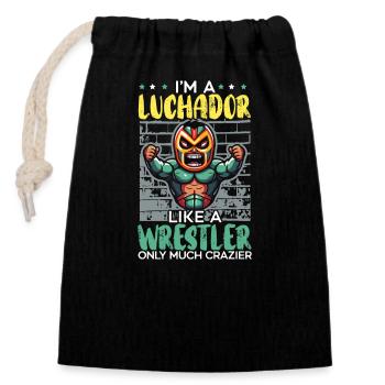 Lucha Libre Wrestler Mexican Wrestling Luchador - Verschließbarer Geschenkbeutel aus Baumwolle (14x20cm) - Schwarz - Vorne