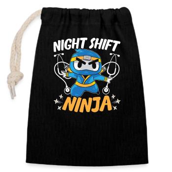 Night Shift Employee Doctor Night Shift Ninja - Closable cotton gift bag (14x20cm) - black - Front