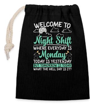 Night Shift Nurse Police Doctor - Closable cotton gift bag (14x20cm) - black - Front