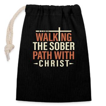 faith sobriety sober life seeks christ - Closable cotton gift bag (14x20cm) - black - Front