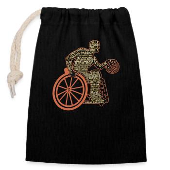 Rollstuhlbasketball Rollstuhlbasketballspieler - Verschließbarer Geschenkbeutel aus Baumwolle (14x20cm) - Schwarz - Vorne
