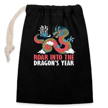 Jahr Des Drachen, Chinesisches Neujahr 2024 - Verschließbarer Geschenkbeutel aus Baumwolle (14x20cm) - Schwarz - Vorne