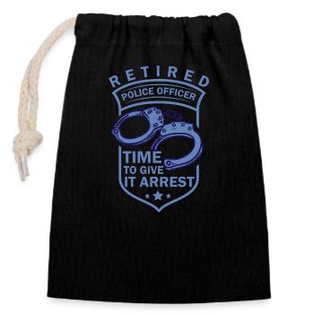 Retired Police Officer Police Retiree - Closable cotton gift bag (14x20cm) - black - Front