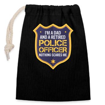 Retired Police Officer Police Retiree - Closable cotton gift bag (14x20cm) - black - Front