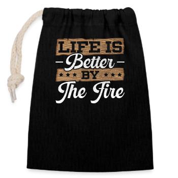 Wood-burning pyrography master carpenter - Closable cotton gift bag (14x20cm) - black - Front
