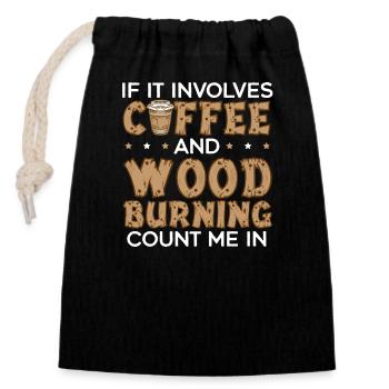 Wood-burning pyrography master carpenter - Closable cotton gift bag (14x20cm) - black - Front