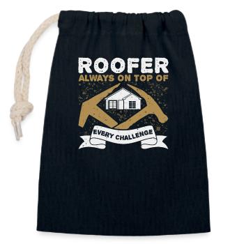 Funny Roofer Carpenter Craftsman - Closable cotton gift bag (14x20cm) - navy - Front